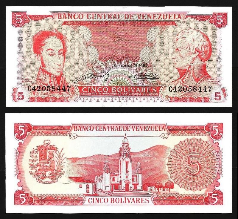 VENEZUELA .n070b - 5 BOLÍVARES (1989) NOVA - Numiscor